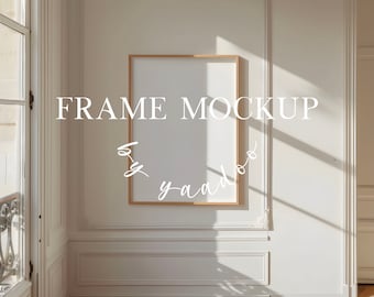 DIN A Vertical Frame Mockup, Frame Template for Photoshop, Wood Frame PSD for Prints and Artwork