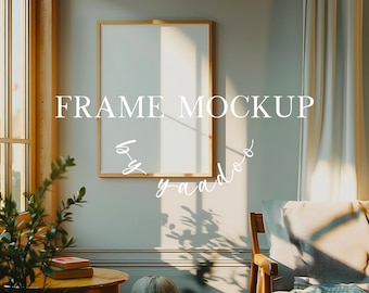DIN A Vertical Frame Mockup, Frame Template for Photoshop, Wood Frame PSD for Prints and Artwork