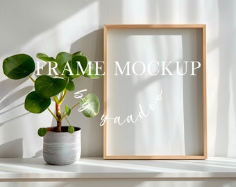DIN A Vertical Frame Mockup, Frame Template for Photoshop, Wood Frame PSD for Prints and Artwork