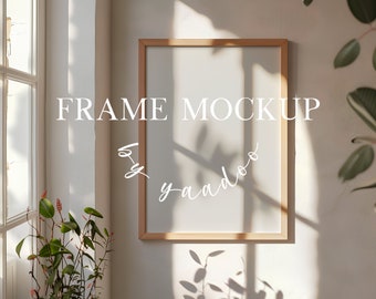 DIN A Vertical Frame Mockup, Frame Template for Photoshop, Wood Frame PSD for Prints and Artwork