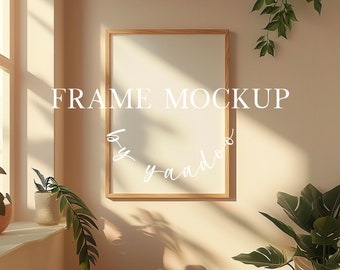 DIN A Vertical Frame Mockup, Frame Template for Photoshop, Wood Frame PSD for Prints and Artwork
