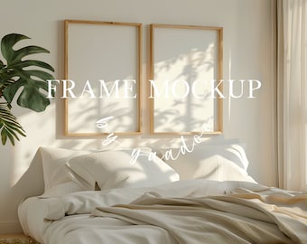 Two DIN A Vertical Frame Mockup, Frame Template for Photoshop, Wood Frame PSD for Prints and Artwork,Set of two mockups