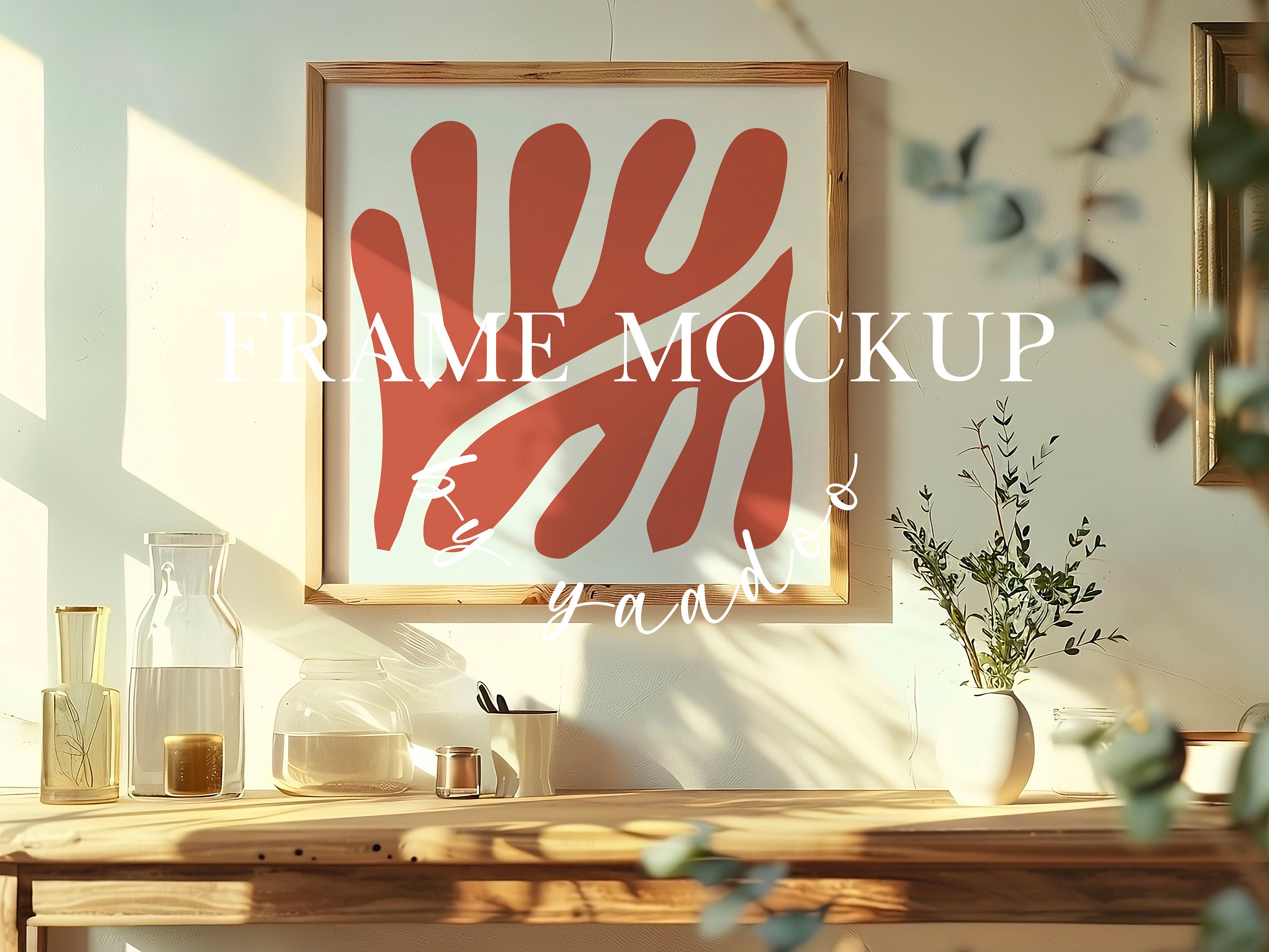 Square Frame Mockup Photoshop Template | Light Wood Frame Mockup for ...