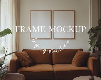 Two DIN A Vertical Frame Mockup, Frame Template for Photoshop, Wood Frame PSD for Prints and Artwork,  Two mockups, Double Poster Mockup