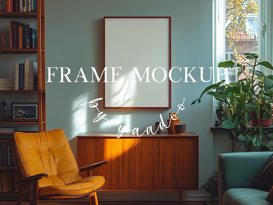 Mid-century DIN A Vertical Wood Frame Mockup, Interior Template for Photoshop – PSD for Prints & Artwork Display - Etsy Japan