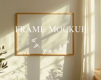 DIN A Horizontal Frame Mockup, Frame Template for Photoshop, Wood Frame PSD for Prints and Artwork