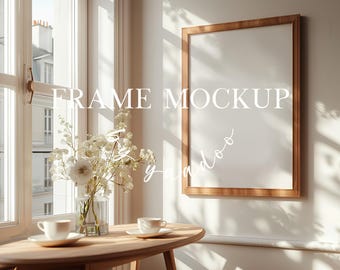 DIN A Vertical Frame Mockup, Frame Template for Photoshop, Wood Frame PSD for Prints and Artwork