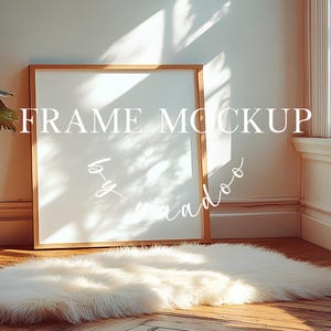 Square Wood Frame Mockup for Prints,Digital Wooden Frame Mockup,PSD Template 1x1 Frame Mockup for Artwork and Prints