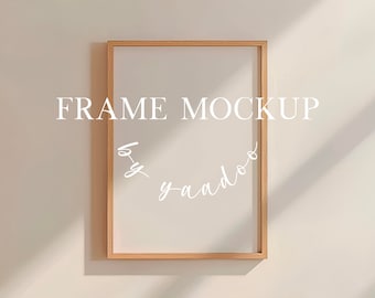 Vertical Frame Mockup Light Wood DIN A , Minimalist Photoshop Frame Mockup, Scandinavian Frame Mockup
