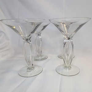 Vintage Set mit 4 Libbey Split Stem Martini-Gläsern | Cocktail-Bar