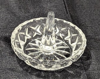 Vtg Hand Cut Crystal Ring Holder Trinket Dish 24% Lead Zajecar Yugoslavia 3&quot;
