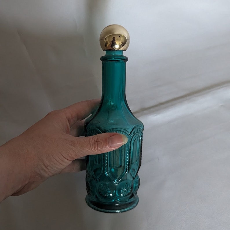 Vintage LE Smith Moon & Star Blue Glass Teal Bottle Avon Mouthwash ...