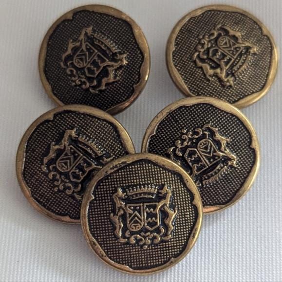 Vintage Reproduction Brass Crest Buttons 5 Total - Etsy