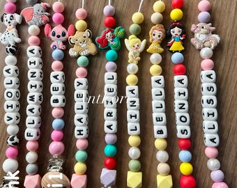 Personalized Silicone Beaded Dummy Clip, Baby Shower Gift