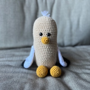 Amigurumi Crochet Seagull, Stuffed Crochet Toy Bird, Beach Decor Plushie
