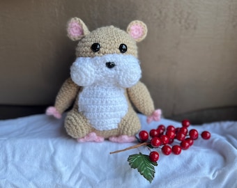 Crocheted Hamster Plushie, Handmade Stuffed Animal