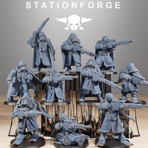 Grim Guard Frostwatch Marksmen 10 Minis + Bases - Infantry - Station Forge - 40k Heroic - Grimdark Wargame Proxies - Tabletop - DnD - RPG