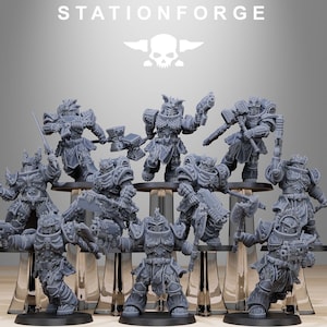 Socratis Dragon Knights 10 Minis + Bases - Station Forge - 40k Heroic - Grimdark Wargame Proxies - Tabletop - DnD - RPG - Painting Minis