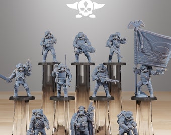 GrimGuard Ironclads 10 Minis + Bases - Death Squad - Station Forge - 40k Heroic - Grimdark Wargame Proxies - Tabletop - DnD - RPG