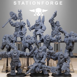 Orkaz Spec Team 10 Minis + Bases - Space Orc Boys Infantry - Station Forge - 40k Heroic - Grimdark Wargame Proxies - Tabletop - DnD - RPG