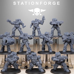 Socratis Light Reinforcement Squad 10 Minis + Bases - Scouts - Station Forge - 40k Heroic - Grimdark Wargame Proxies - Tabletop - DnD - RPG