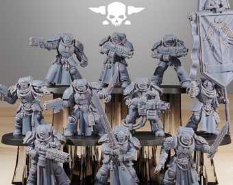 Socratis Elites 10 Minis + Bases - Chaos - Station Forge - 40k Heroic - Grimdark Wargame Proxies - Tabletop - DnD - RPG - Painting