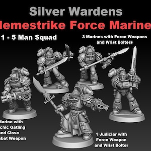 Silver Wardens Nemestrike Force Knights | 5 Man Warp Strike Marine Squad | DMG Minis - 40k - Grimdark Wargame Proxy - Tabletop - RPG - 16K