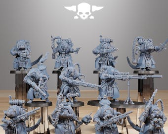 Raticus Grunts 11 Minis + Bases - Scifi Ratmen - Station Forge - 40k Heroic - Grimdark Wargame Proxies - Tabletop - DnD - RPG - Paint