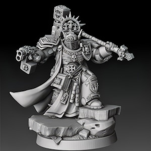 Silver Wardens Grand Master Mage | Titan Hero Knight Domini Libri | DMG Minis - 40k - Grimdark Wargame Proxies - Tabletop - RPG - 16K