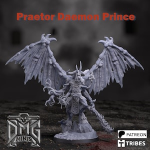 Demon Prince Miniature | Greater Chaos Demon Resin Figure | DMG Minis - 40k - Grimdark Wargame Proxies - Tabletop - RPG - 16K