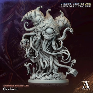 Lovecraftian Circus Fool - Demon Jester Occhirul Archvillain Games - Fiendish Troupe - DnD - RPG - Tabletop - Miniature - Wargame - Painting