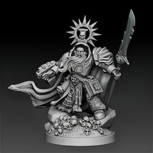 Silver Wardens Fleet Grand Master | Titan Marine Chapter Admiral | DMG Minis - 40k - Grimdark Wargame Proxies - Tabletop - RPG - 16K