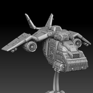 Silver Wardens Corvus Tempest Gunship | Knights of Titan Aircraft | DMG Minis - 40k - Grimdark Wargame Proxies - Tabletop - RPG - 16K