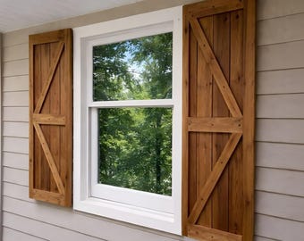 Rustic Farmhouse Wood Shutters, Exterior Window Shutters, Custom Size Barn house Decor