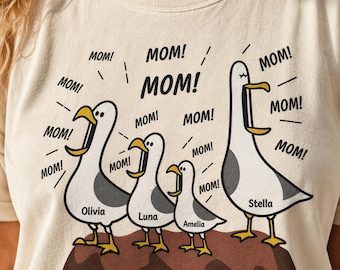 Seagull Mom Mom Mom Personalized Shirt, Custom Name Mom Tee, Funny Mother's Day Gift For Mom, Comfort Colors® Seagull Shirt