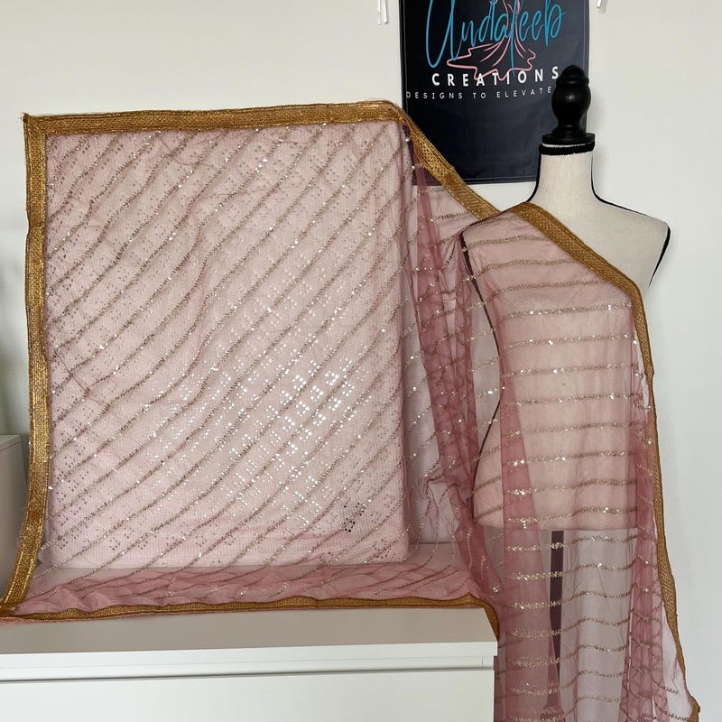 Grey Sequinned Net Dupatta main image 1