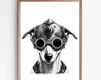 Wandkunstdruck, Steampunk-Stil, Porträt Steampunk-Hunde