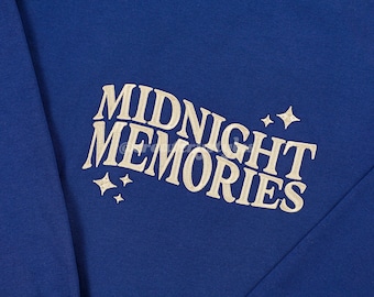 Sudadera con cuello redondo y capucha bordada "Midnight Memories", varios colores