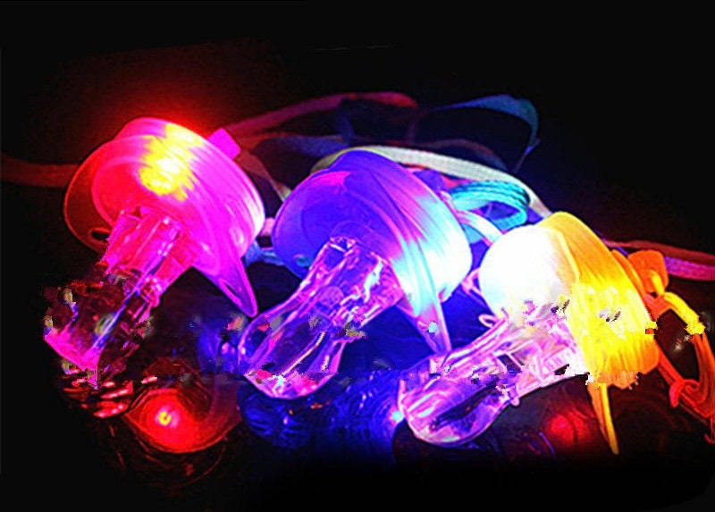 10pcs - LED Light up Pacifier Necklace Adult LED Rave Pacifier Necklace ...
