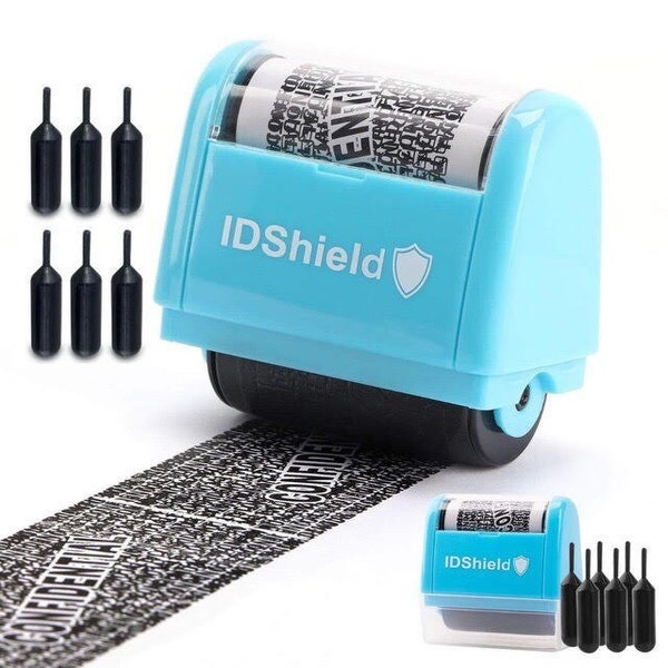 IDShield Identity Theft Protection Roller Stamp-6 Refills for Wide Coverage-Confidential Stamp Wide Kit-Secure Document Privacy Solution