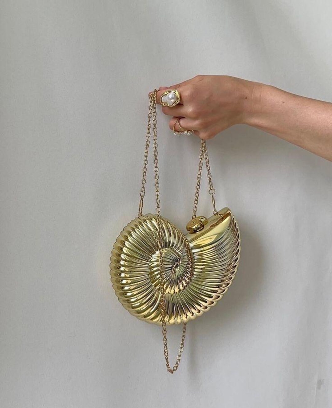 Gold Shell Clutch Bag – Luxury Metallic Evening Bag - Etsy