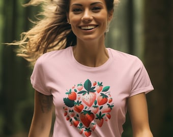 Strawberry Shirt | Strawberry Tshirt | Fruit Tee | Botanical Shirt | Garden Shirt | Strawberries Gift | Cottagecore Shirt | Gift for Her