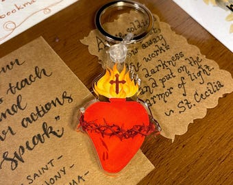 Sacred Heart • Acrylic Keychain | Heart of Jesus | Catholic Devotions | Hand Drawn Artwork