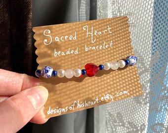Sacred Heart • Beaded Stretch Cord Bracelet