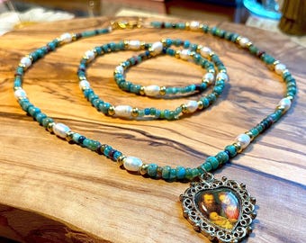 Holy Family • Beaded Necklace and Double Wrap Bracelet Set | Unique Catholic Jewelry