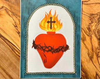 Sacred Heart • Vinyl Sticker | Heart of Jesus | Catholic Devotions Artwork