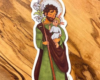 St. Joseph Guardian of Virgins • Vinyl Sticker | Catholic Illustration
