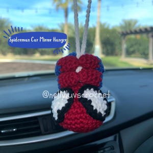 Spiderman Crochet Car Mirror Hanger- Handmade Spiderman Car Hanger, Car Decorations, Car Accessories, Car Decor, Gift Ideas