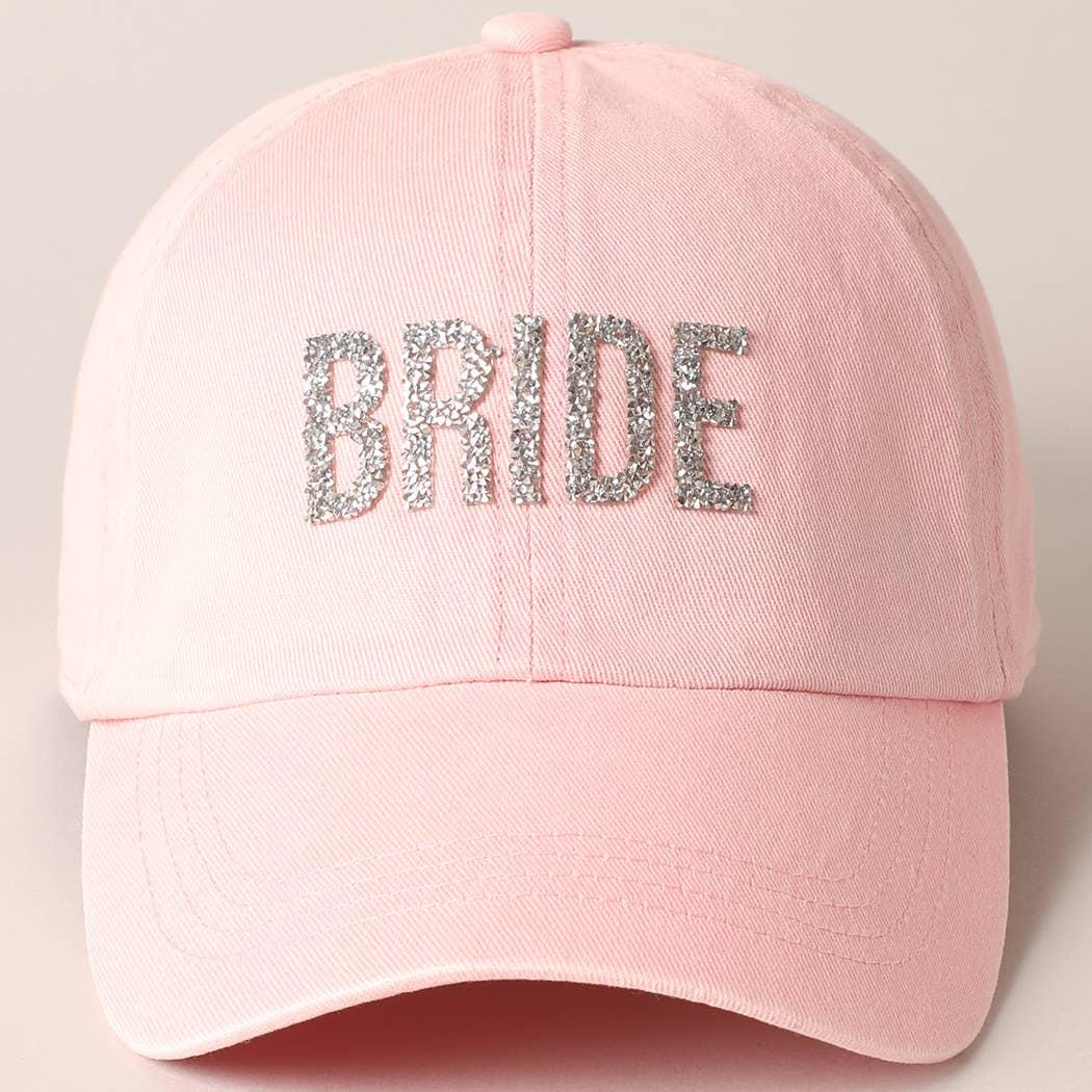 I AM THE BRIDE, Bling Baseball Cap, Sequin Cap, Bedazzled, Rhinestone Cap, Pink Rhinestone Bride High Ponytail Baseball Hat - Bling Mrs Hat  main image 2