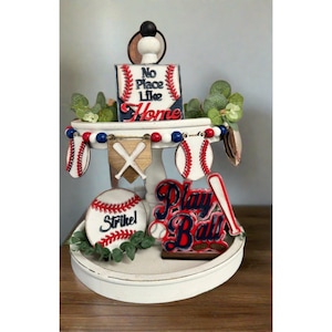 Baseball sports fan decor, tiered tray add on for sports lovers, gift for baseball fans